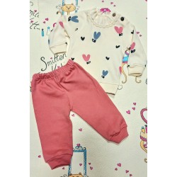 Бебешки комплект в бежово и розово СЪРЧИЦА