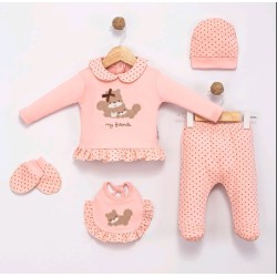 Бебешки комплект за новородено с 5части в розово КАТЕРИЧКИ