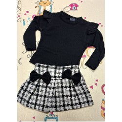 Бебешки комплект с пола и блуза в черно и бяло пепит