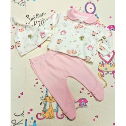 Бебешки комплект с шапка в бяло и розово ПИЛЕНЦА