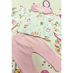 Бебешки комплект с шапка в бяло и розово ПИЛЕНЦА