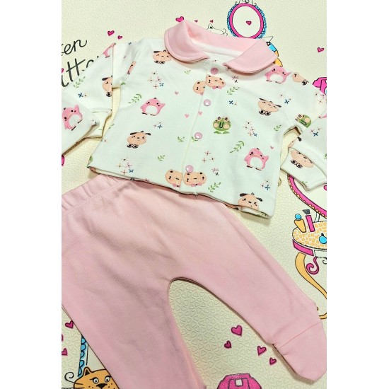 Бебешки комплект с шапка в бяло и розово ПИЛЕНЦА