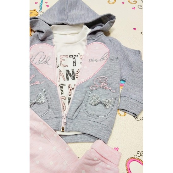 Бебешки спортен комплект в розово и сиво ПАНДЕЛКИ