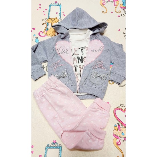 Бебешки спортен комплект в розово и сиво ПАНДЕЛКИ