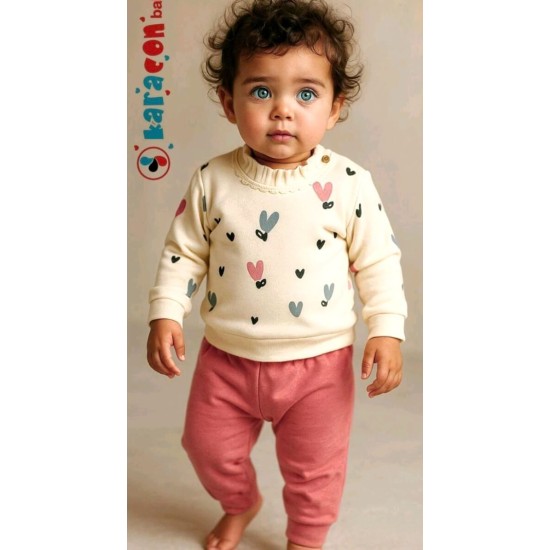 Бебешки комплект в бежово и розово СЪРЧИЦА