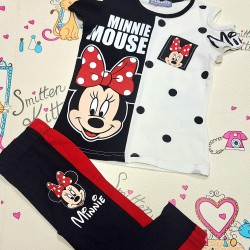 Детски летен комплект с клин с МИНИ МАУС в червено бяло и черно Детски летен комплект с клин с МИНИ МАУС в червено бяло и черно