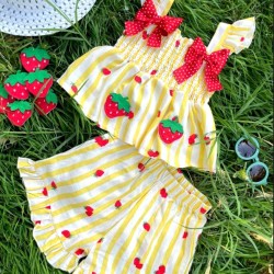 Детски летен комплект в жълто ЯГОДКА