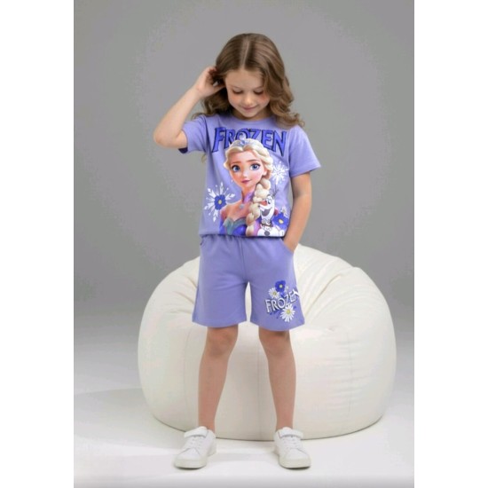 Детски летен комплект в лилаво с ПРИНЦЕСА ЕЛЗА 