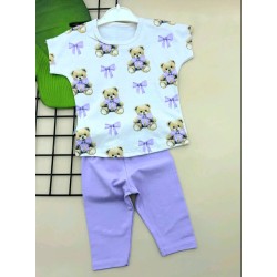 Детски летен комплект с лилав клин МЕЧЕНЦА И ПАНДЕЛКИ