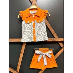 Детски летен комплект в жълто с къси панталонки ДЕЙЗИ