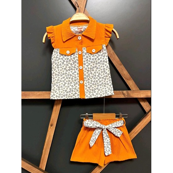 Детски летен комплект в жълто с къси панталонки ДЕЙЗИ