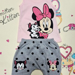 Детски летен комплект с потниче в розово и сиво с МИНИ МАУС