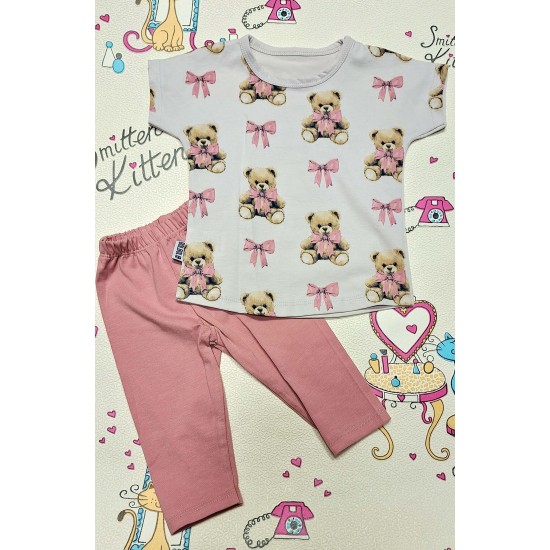 Детски летен комплект с розов клин МЕЧЕНЦА И ПАНДЕЛКИ