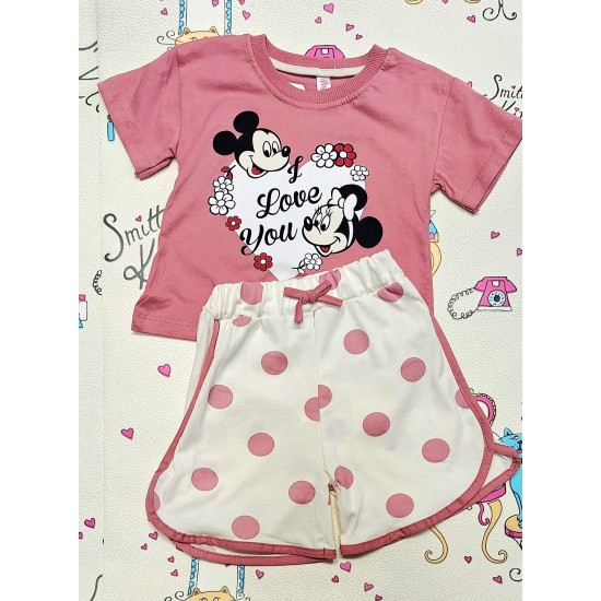 Детски летен комплект с къси панталонки на точки МИНИ И МИКИ