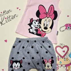 Детски летен комплект с потниче в розово и сиво с МИНИ МАУС