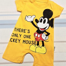 Бебешки летен гащеризон в жълто с МИКИ МАУС