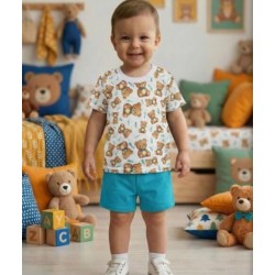 Детски летен комплект в бяло и синьо с МЕЧЕНЦА