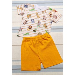 Детски летен комплект в жълто с Диви Животни