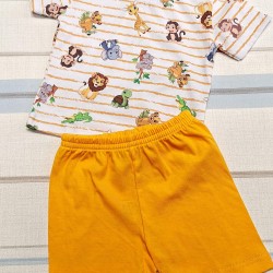 Детски летен комплект в жълто с Диви Животни