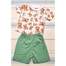 Детски летен комплект в бяло и зелено с МЕЧЕНЦА