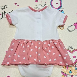 Бебешка лятна боди рокля в розова пудра със сърчица ЖИРАФЧЕ