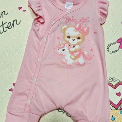 Бебешки летен ромпър в светло розово МЕЧЕ С ЕДНОРОГ Бебешки летен ромпър в светло розово МЕЧЕ С ЕДНОРОГ