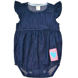 Бебешко лятно дънково боди с къдрички Бебешко лятно дънково боди с къдрички