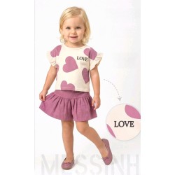 Детски летен комплект с широки къси панталонки СЪРЦА
