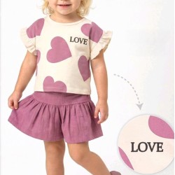 Детски летен комплект с широки къси панталонки СЪРЦА
