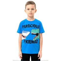 Детска лятна тениска в синьо с АКУЛА И ДИНОЗАВЪР
