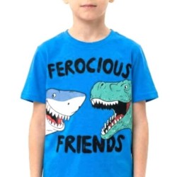 Детска лятна тениска в синьо с АКУЛА И ДИНОЗАВЪР