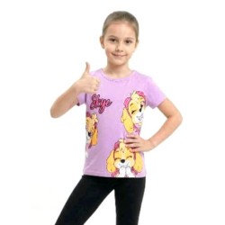Детска лятна тениска в лилаво с кучето СКАЙ