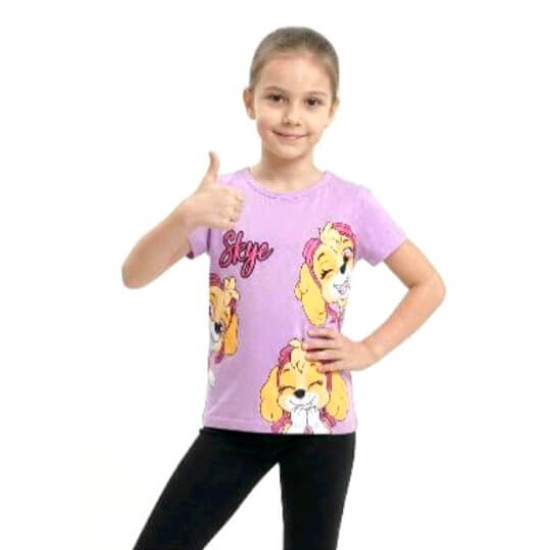 Детска лятна тениска в лилаво с кучето СКАЙ Детска лятна тениска в лилаво с кучето СКАЙ