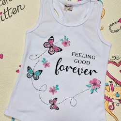 Детски памучен потник в бяло ПЕПЕРУДИ Детски памучен потник в бяло ПЕПЕРУДИ