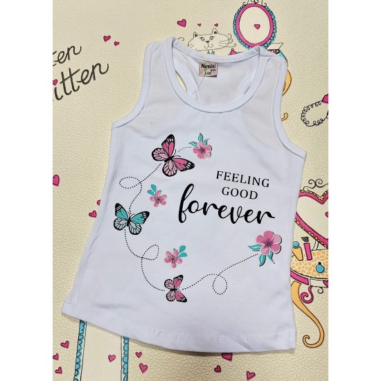 Детски памучен потник в бяло ПЕПЕРУДИ