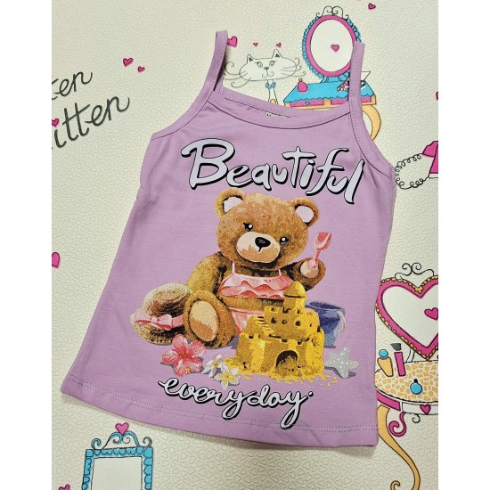 Детски памучен потник в лилаво МЕЦАНА Детски памучен потник в лилаво МЕЦАНА