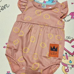 Бебешко лятно боди в розова пудра с лимони