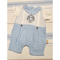 Летен бебешки елегантен ропър в синьо и бяло