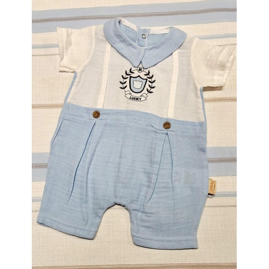 Летен бебешки елегантен ропър в синьо и бяло Летен бебешки елегантен ропър в синьо и бяло