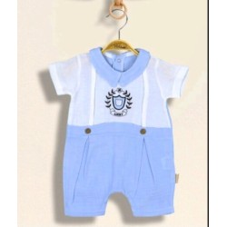 Летен бебешки елегантен ропър в синьо и бяло