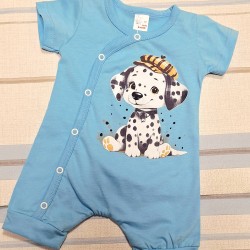 Бебешки летен гащеризон в синьо с ДАЛМАТИНЕЦ Бебешки летен гащеризон в синьо с ДАЛМАТИНЕЦ