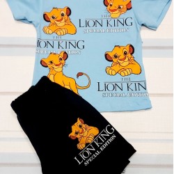 Детски летен комплект с Цар Лъв в синьо Детски летен комплект с Цар Лъв в синьо