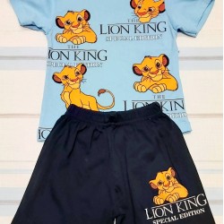 Детски летен комплект с Цар Лъв в синьо