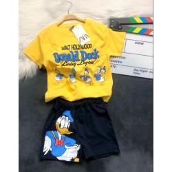 Детски летен комплект с жълта тениска ДОНАЛД ДЪК