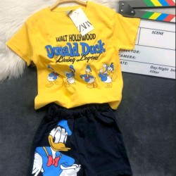 Детски летен комплект с жълта тениска ДОНАЛД ДЪК