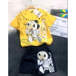 Детски летен комплект с жълта тениска МИКИ КОСМОНАВТ
