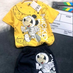 Детски летен комплект с жълта тениска МИКИ КОСМОНАВТ