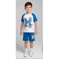 Детски летен комплект в синьо и бяло с МИКИ МАУС