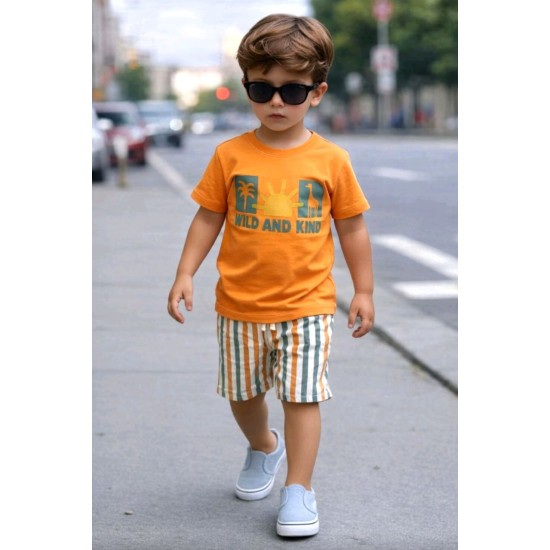Детси летен комплект в оранжево СЪНИ Детси летен комплект в оранжево СЪНИ