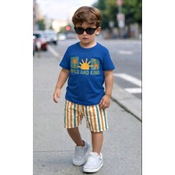 Детси летен комплект в синьо и  оранжево СЪНИ